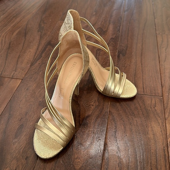 Cappelli Rossi Shoes - Made in Italy 🇮🇹 CAPPELLI ROSSI HEELS GENUINE LEATHER size 6 gold snakeskins